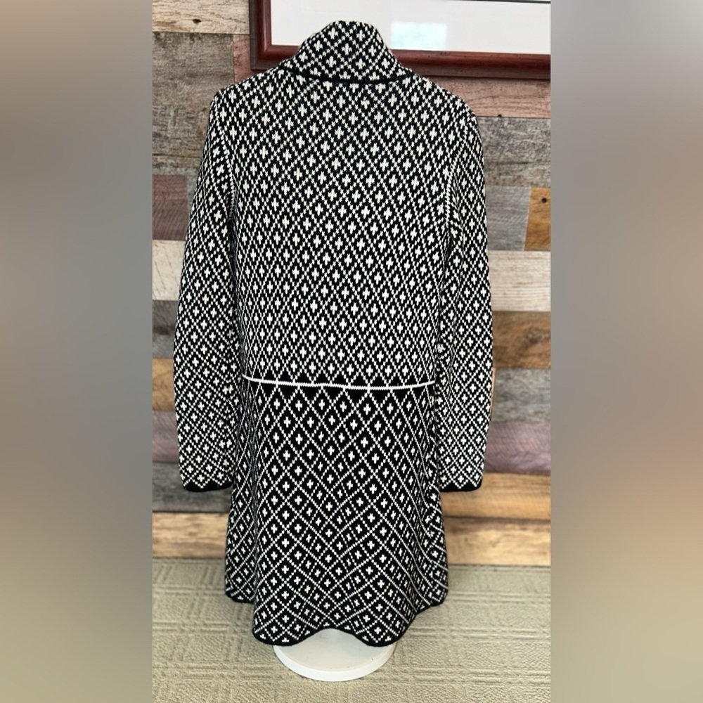 Cocogio Made In Italy Black & White Knit Coat Sweater-Size - Picture 4 of 7